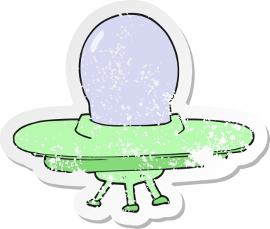 Bir insan tarafından çizilmiş bir uçan daire desenli karikatür çıkartması.