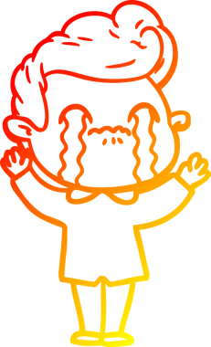 Bir insan tarafından çizilmiş ağlayan bir çizgi film karakteri çizimi.