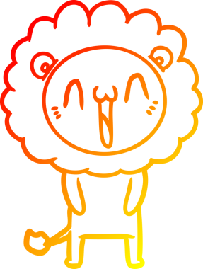 Bir insan tarafından çizilmiş mutlu çizgi film aslanının sıcak çizgi çizimi