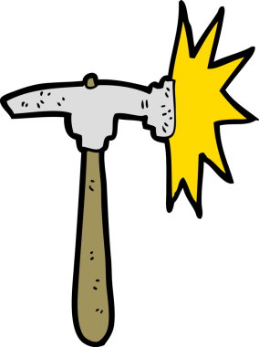 Bir insan tarafından çizilmiş karton çekiç.