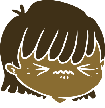 Bir insan tarafından çizilmiş düz renk çizgi film kadın yüzü