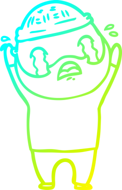 Bir insan tarafından çizilmiş ağlayan sakallı bir adamın çizdiği soğuk çizgi.