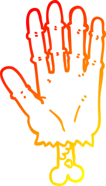 Bir insan tarafından çizilmiş bir zombi elinin sıcak çizgi çizimi