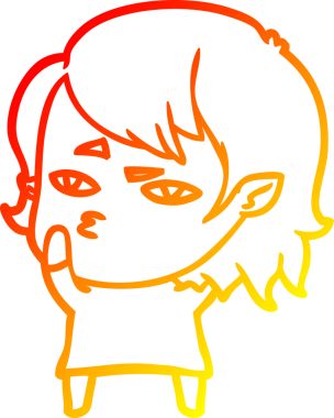 Bir insan tarafından çizilmiş bir vampir kız çizgi çizimi.