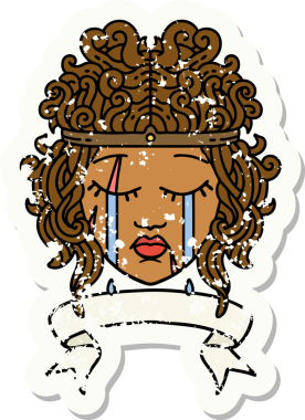 Retro Dövme Tarzı Ağlayan İnsan Barbar Bir insan tarafından çizilmiş pankartıyla