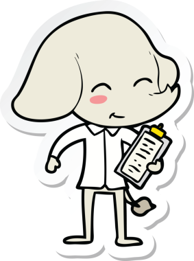 Bir insan tarafından çizilmiş şirin bir fil çıkartması.