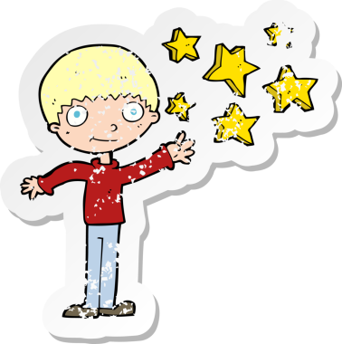 Bir insan tarafından çizilmiş heyecanlı bir çizgi filmin gerilimli çıkartması.