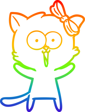 gökkuşağı gradyanı çizimi bir insan tarafından çizilmiş çizgi film kedisi