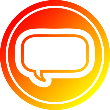 Bir insan tarafından çizilen sıcak gradyan bitiş ile konuşma kabarcığı dairesel simgesi