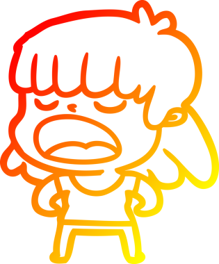 Bir insan tarafından yüksek sesle çizilmiş bir çizgi film kadını çizimi.