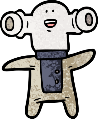 Bir insan tarafından çizilmiş dostane bir uzaylı çizgi filmi.