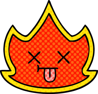 Bir insan tarafından çizilmiş çizgi roman tarzı bir ateş.