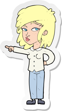 Bir insan tarafından çizilmiş bir karikatür kadının çıkartması.