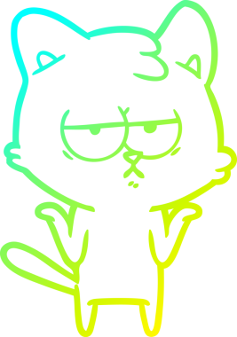 Sıkılmış çizgi film kedisinin insan tarafından çizilmiş soğuk gradyan çizgisi