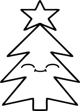 Bir insan tarafından çizilmiş bir noel ağacının çizgi çizimi