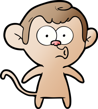 Bir insan tarafından çizilmiş korna çalan maymun.