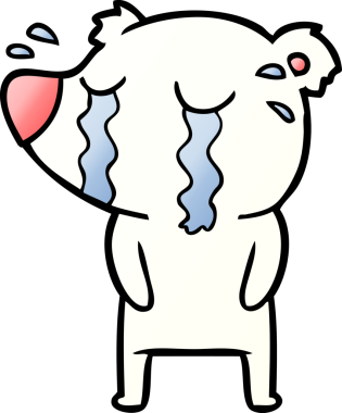 Bir insan tarafından çizilmiş üzgün küçük kutup ayısı çizgi filmi.