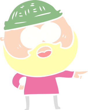 Düz renkli çizgi film sakallı adam bir insan tarafından çizilmiş.