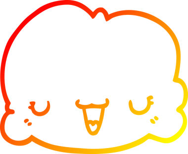 Bir insan tarafından çizilmiş sevimli bir karikatür bulutunun sıcak gradyan çizimi