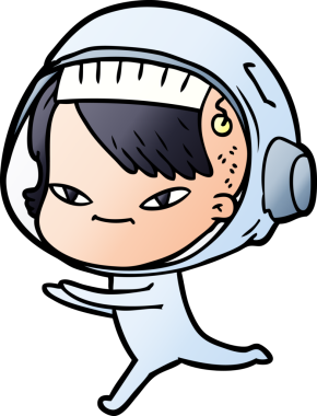 Bir insan tarafından çizilmiş astronot kadın.