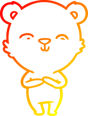 Bir insan tarafından çizilmiş mutlu çizgi film ayısının sıcak çizgi çizimi