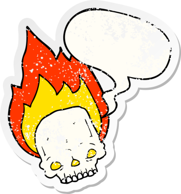 Konuşması kabarcıklı, korkunç bir çizgi film karakteri. Bir insan tarafından çizilmiş, sıkıntılı, eski bir çıkartma.