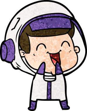 Bir insan tarafından çizilmiş mutlu astronot çizgi filmi.