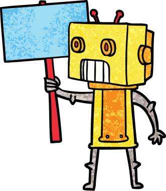 Bir insan tarafından çizilmiş çizgi film robotu