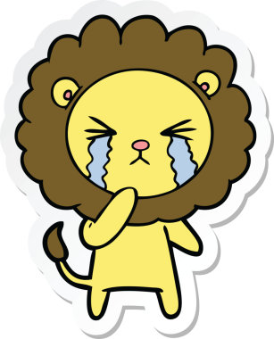 Bir insan tarafından çizilmiş ağlayan bir aslanın çıkartması.