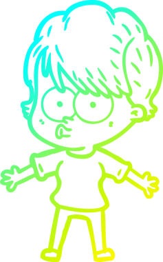 Bir insan tarafından çizilmiş bir karikatür kadın çizimi.