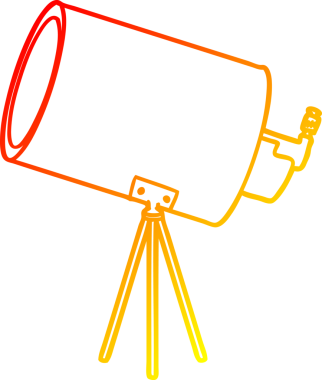 Bir insan tarafından çizilmiş büyük bir teleskop çizimi.