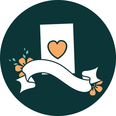 Bir insan tarafından çizilmiş kupa ası sancağıyla dövme stili simgesi