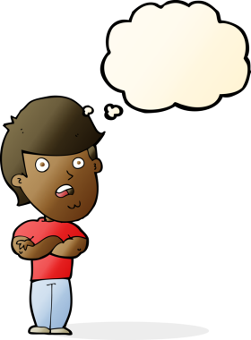 Bir insan tarafından çizilmiş düşünce baloncuğu olan hayal kırıklığına uğramış bir adam.