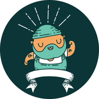 Dövme stili sakallı bir adamın bir insan tarafından çizilmiş pazısı.