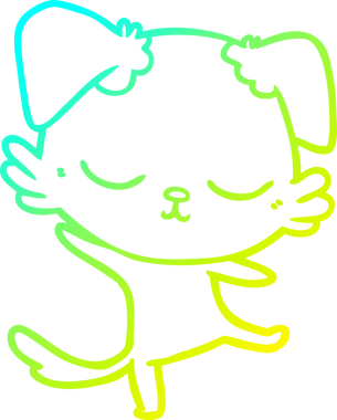 Bir insan tarafından çizilmiş şirin bir çizgi köpeğin soğuk gradyan çizgisi.