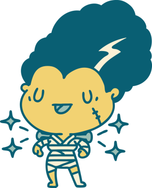 Bir insan tarafından çizilmiş geleneksel bir zombi gelin dövmesi çizimi.