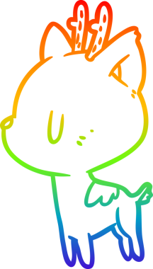 Gökkuşağı gradyan çizgisi bir insan tarafından çizilmiş şirin bir geyik çizimi