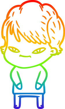 gökkuşağı gradyan çizimi bir insan tarafından çizilmiş mutlu bir kadın çizgi