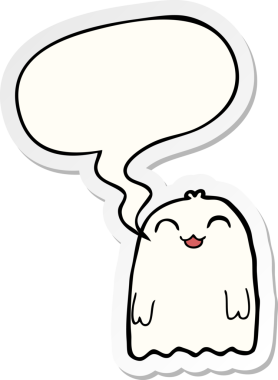 Bir insan tarafından çizilmiş balon çıkartmalı çizgi film hayaleti.