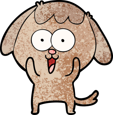 Bir insan tarafından çizilmiş şirin bir çizgi film köpeği.