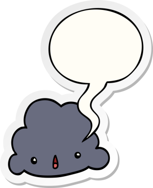 Bir insan tarafından çizilmiş balon çıkartmalı çizgi film bulutu.