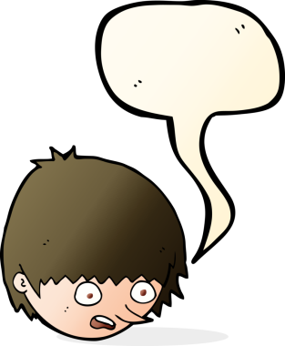 bir insan tarafından çizilmiş konuşma baloncuğuyla gerilmiş bir yüz.