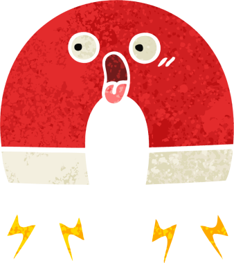 Bir insan tarafından çizilmiş mıknatısın retro illüstrasyon tarzı karikatürü