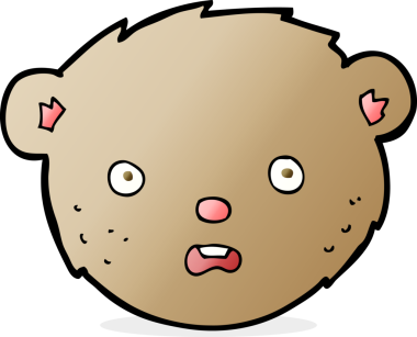 Bir insan tarafından çizilmiş oyuncak ayı yüzü.