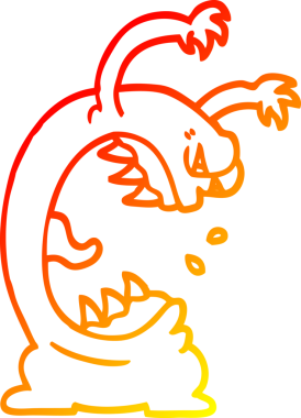 Bir insan tarafından çizilen çizgi film canavarının sıcak çizgi çizimi