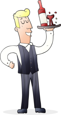 Bir insan tarafından çizilmiş serbest çizim çizgi film garsonu.