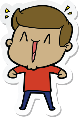 Bir insan tarafından çizilmiş heyecanlı bir adamın çıkartması.