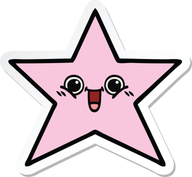 Bir insan tarafından çizilmiş şirin bir çizgi film yıldızının çıkartması.