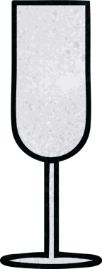 Bir insan tarafından çizilmiş şampanya kadehinin retro grunge desenli karikatürü.