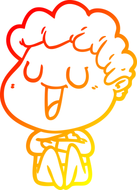 Bir insan tarafından çizilmiş gülen bir çizgi film karakterinin sıcak çizgi çizimi.